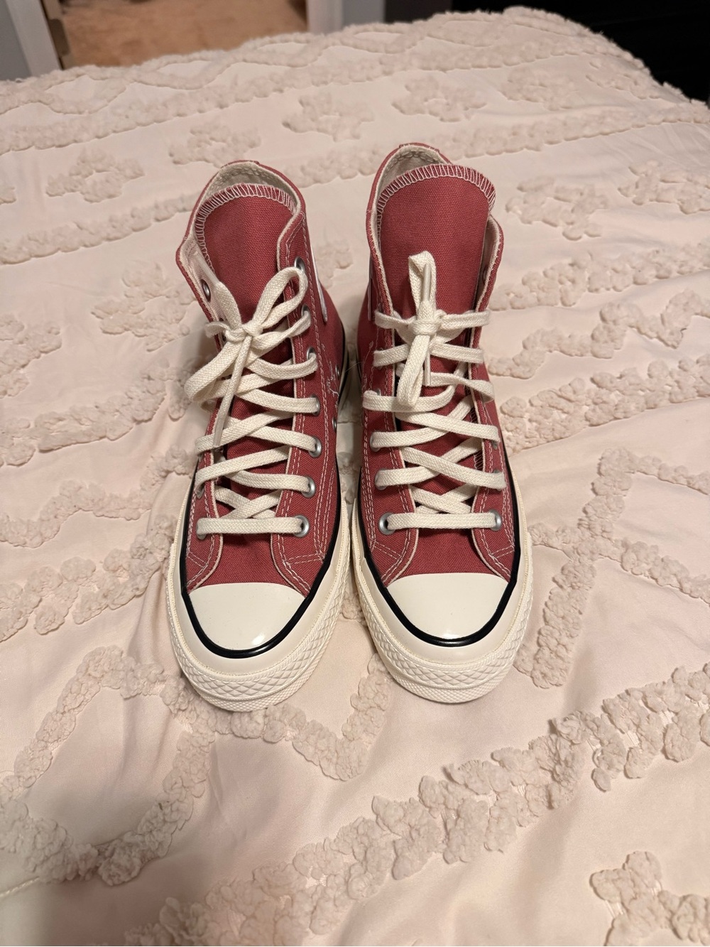 High-Top Canvas Sneakers in Rose with White Trim